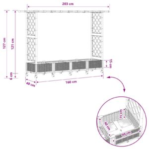 Pakeltas lovas su trelėmis ir stogu Pilka 203 x 40 x 127 cm PP