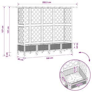 Pakeltas lovas su trelėmis ir stogu Juoda 202,5 x 40 x 127 cm
