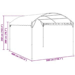 Pavėsinė 4 x 3 x 2,6 m Žalia Poliesteris ir plienas