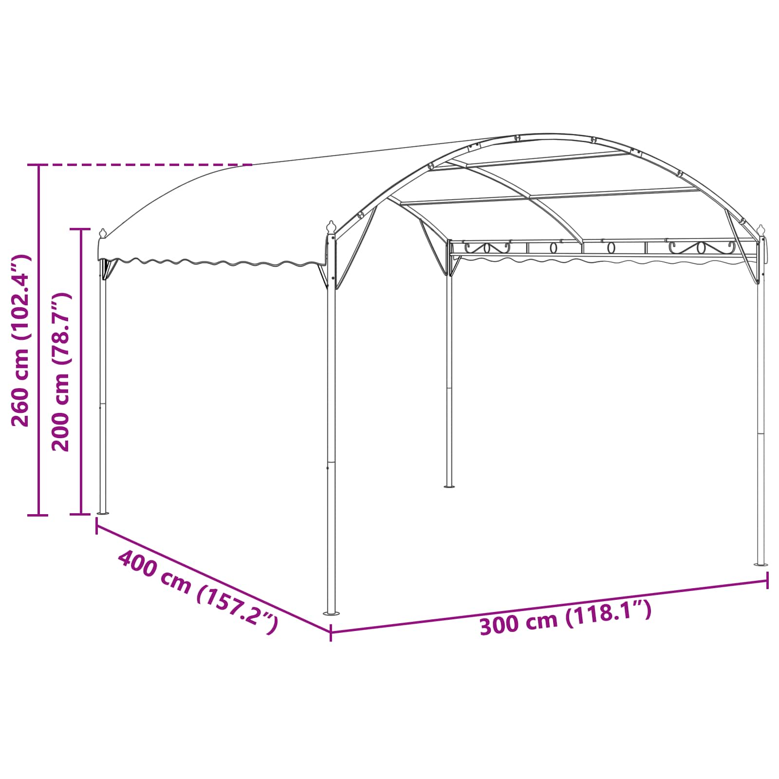 Pavėsinė 4 x 3 x 2,6 m Žalia Poliesteris ir plienas Pavėsinė 4 x 3 x 2,6 m Žalia Poliesteris ir plienas