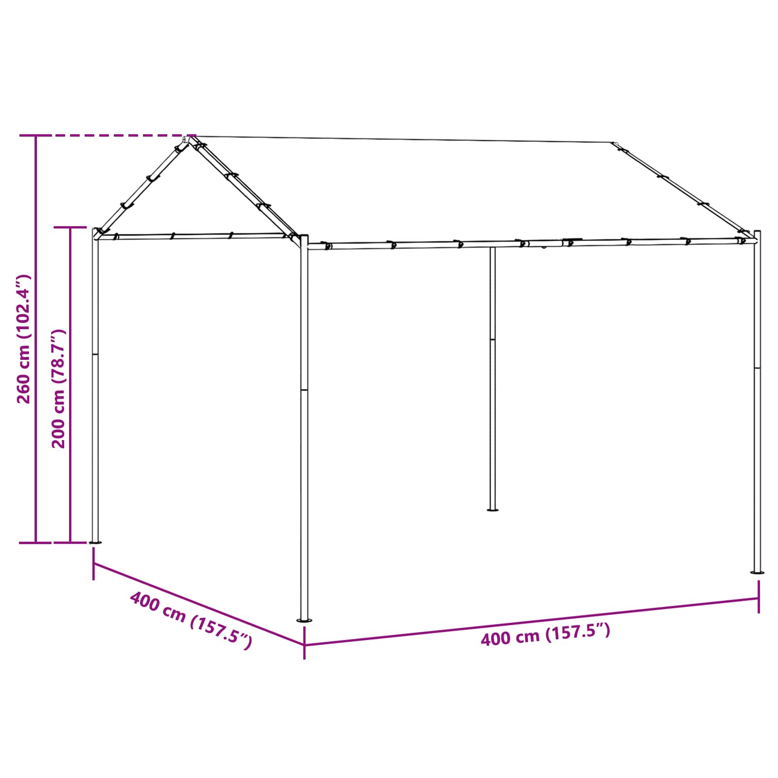 Pavėsinė 4 x 4 x 2,6 m Taupe Poliesteris ir plienas Pavėsinė 4 x 4 x 2,6 m Taupe Poliesteris ir plienas