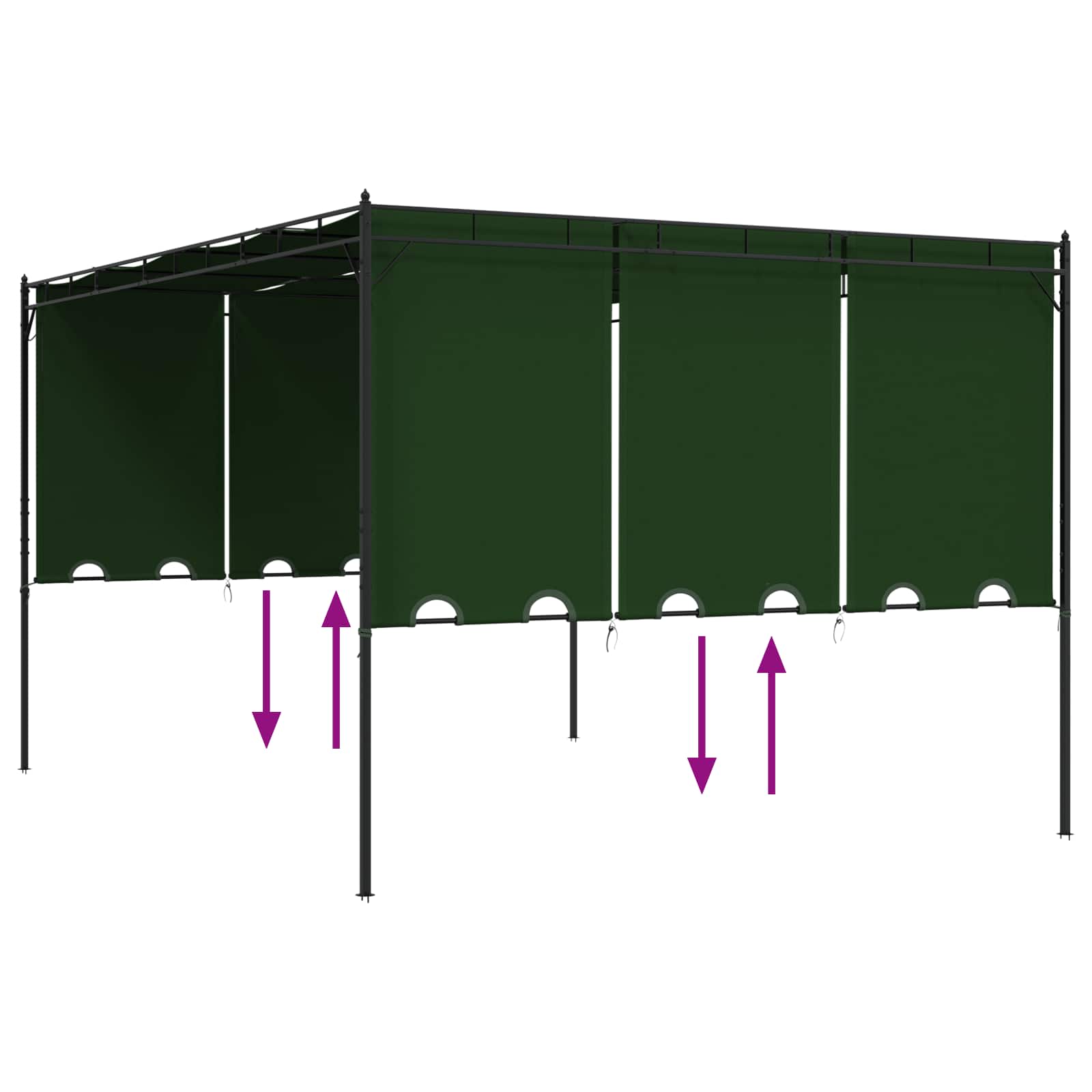 Pavėsinė 4 x 3 x 2,3 m Žalia Poliesteris ir plienas Pavėsinė 4 x 3 x 2,3 m Žalia Poliesteris ir plienas - Image 8