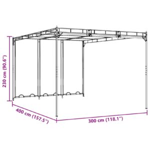 Pavėsinė 4 x 3 x 2,3 m Žalia Poliesteris ir plienas