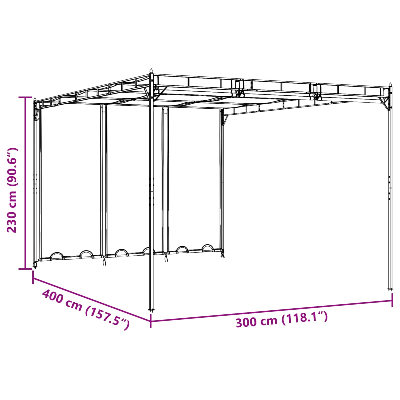 Pavėsinė 4 x 3 x 2,3 m Žalia Poliesteris ir plienas Pavėsinė 4 x 3 x 2,3 m Žalia Poliesteris ir plienas