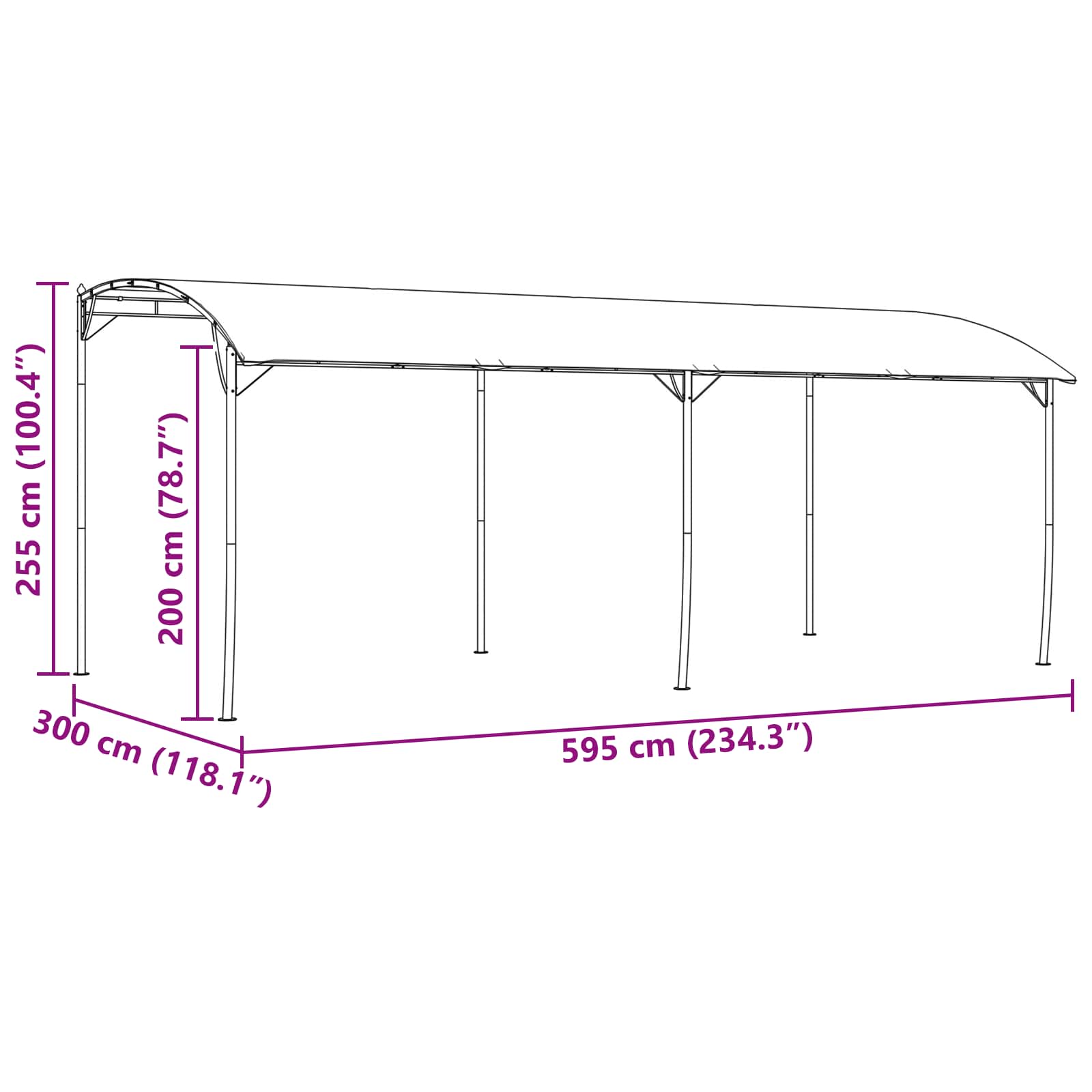Pavėsinė 6 x 3 x 2,55 m Žalia Pavėsinė 6 x 3 x 2,55 m Žalia
