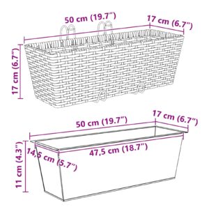 Turėklas 2 vnt. Pilka 50 x 17 x 17 cm Metalas