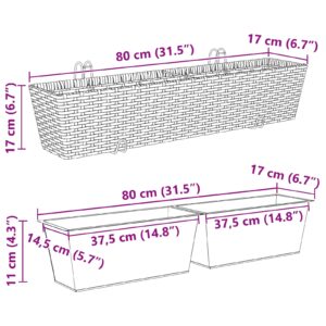 Turėklas 2 vnt. Ruda 80 x 17 x 17 cm Metalas