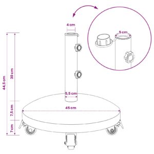 Granito skėtis su ratukais 40-50 mm stulpui 29 kg Juoda