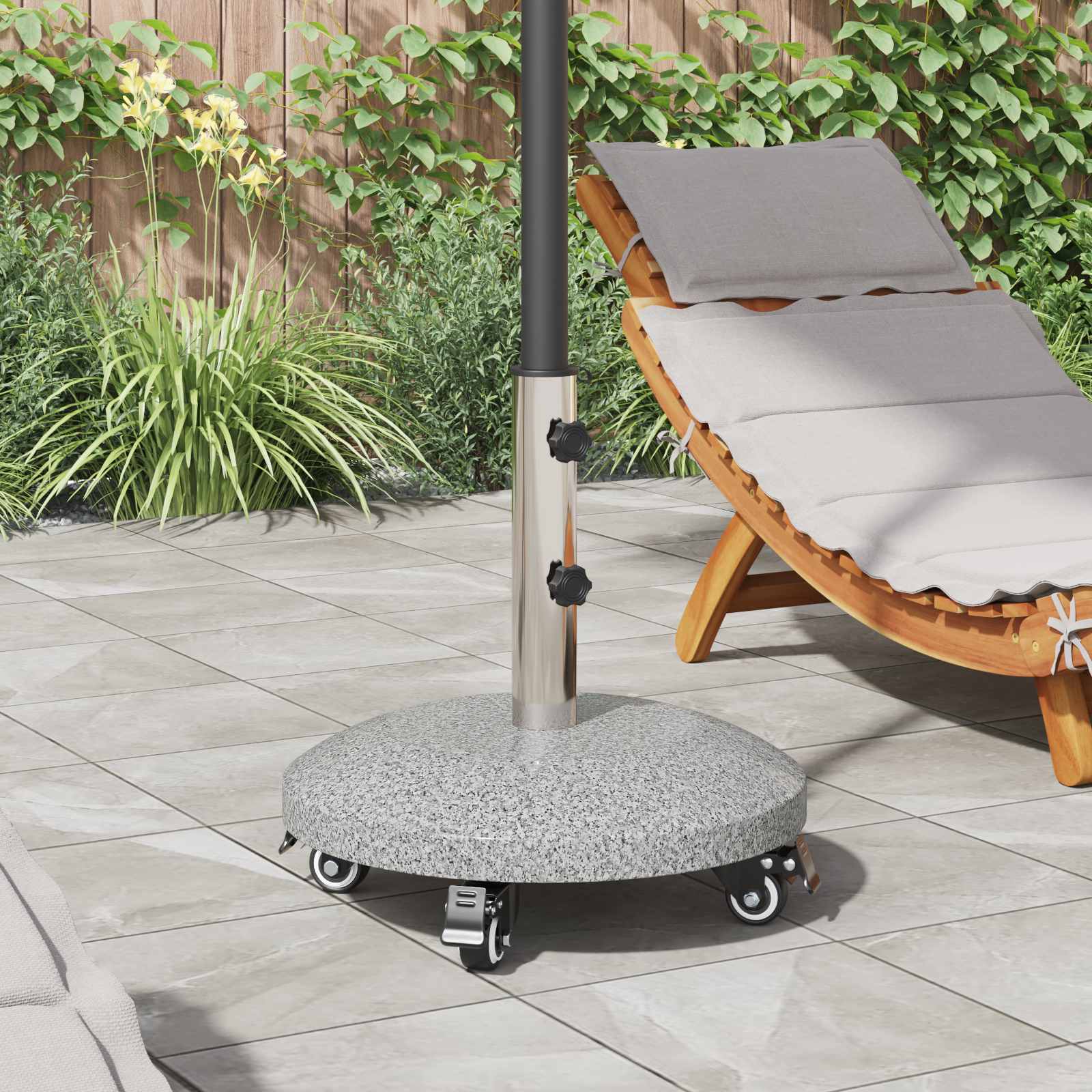 Granito skėčio stovas su ratais 4-5 cm stulpui 27.2 kg Pilka Granito skėčio stovas su ratais 4-5 cm stulpui 27.2 kg Pilka - Image 2