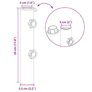 Parasolės stovo vamzdis 0.63 kg Natūralus nerūdijantis plienas
