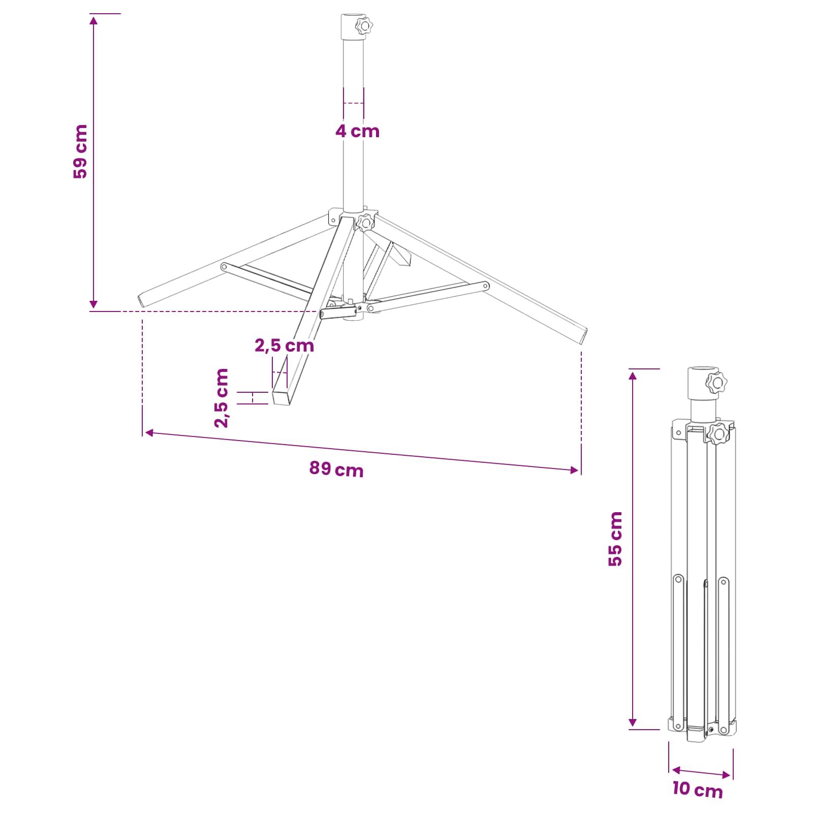 Skėtis stovai Balta Plienas skirtas 25-32 mm Stulpas Skėtis stovai Balta Plienas skirtas 25-32 mm Stulpas