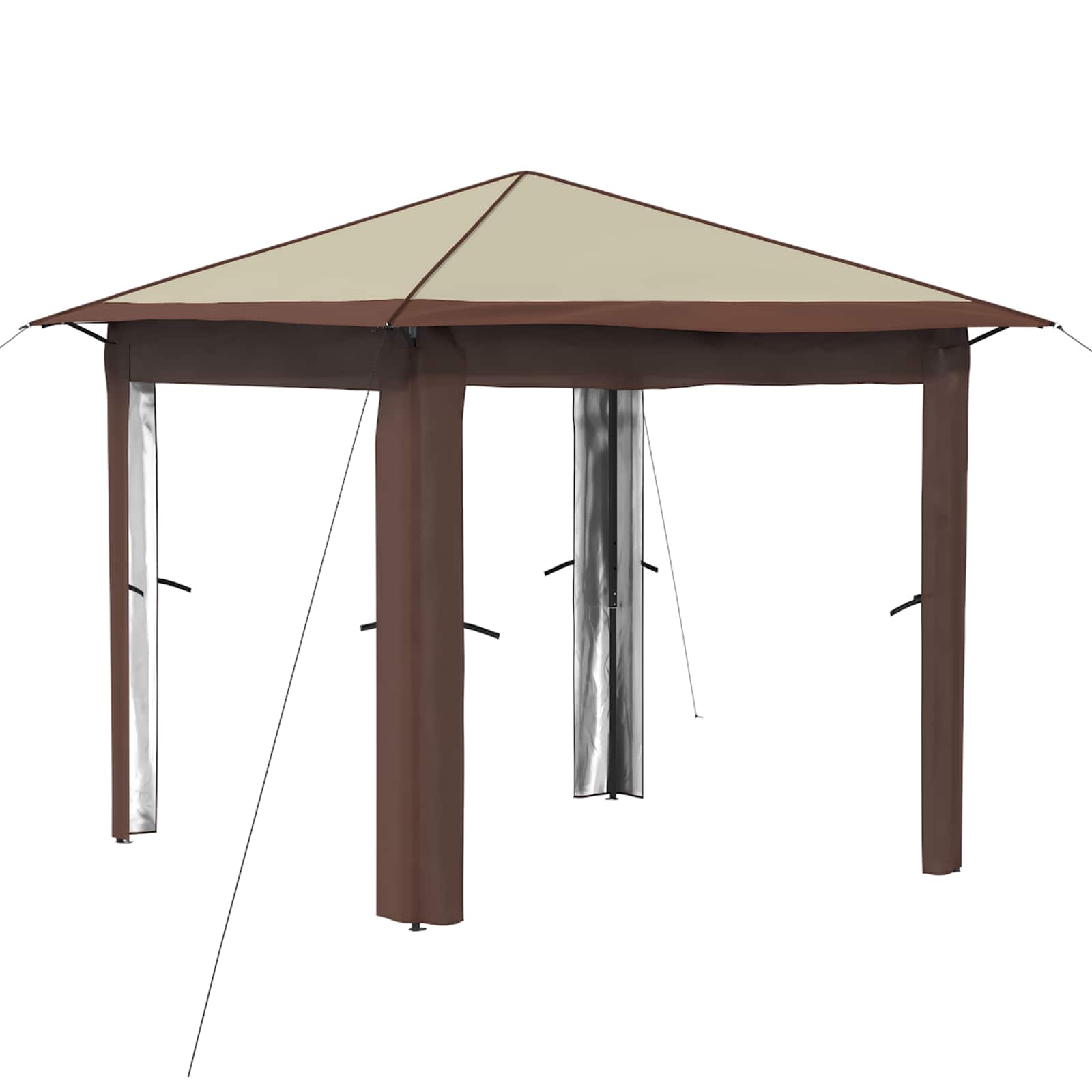 Paviljonas be šoninės sienos 2,6 x 2,6 m Kremas ir rudas Paviljonas be šoninės sienos 2,6 x 2,6 m Kremas ir rudas - Image 3