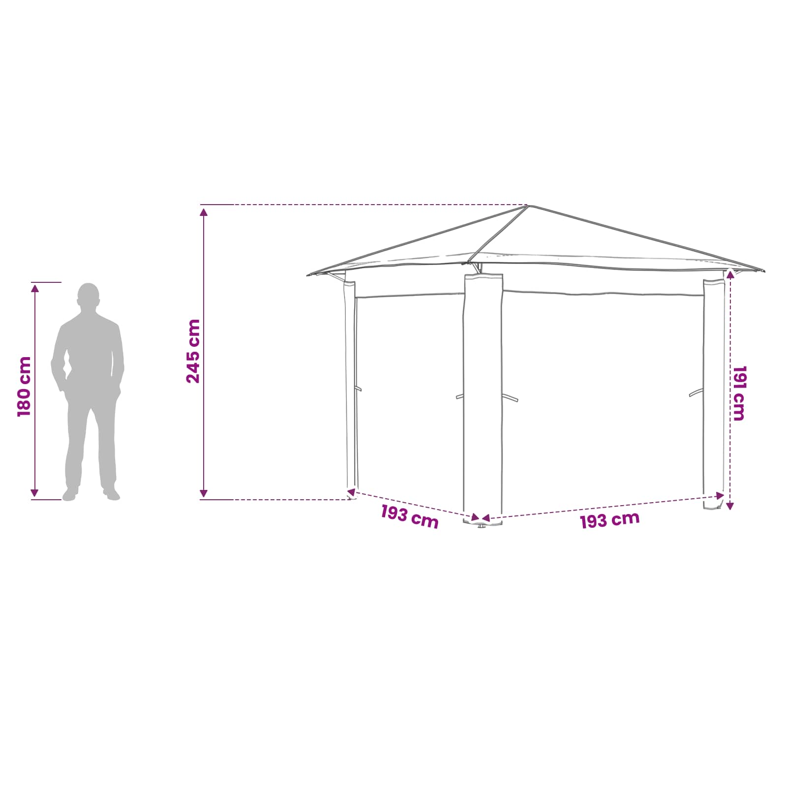 Paviljonas be šoninės sienos 2,6 x 2,6 m Kremas ir rudas Paviljonas be šoninės sienos 2,6 x 2,6 m Kremas ir rudas