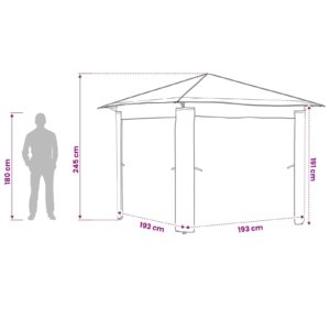 Paviljonas be šoninės sienos 2,6 x 2,6 m Kremo ir antracito
