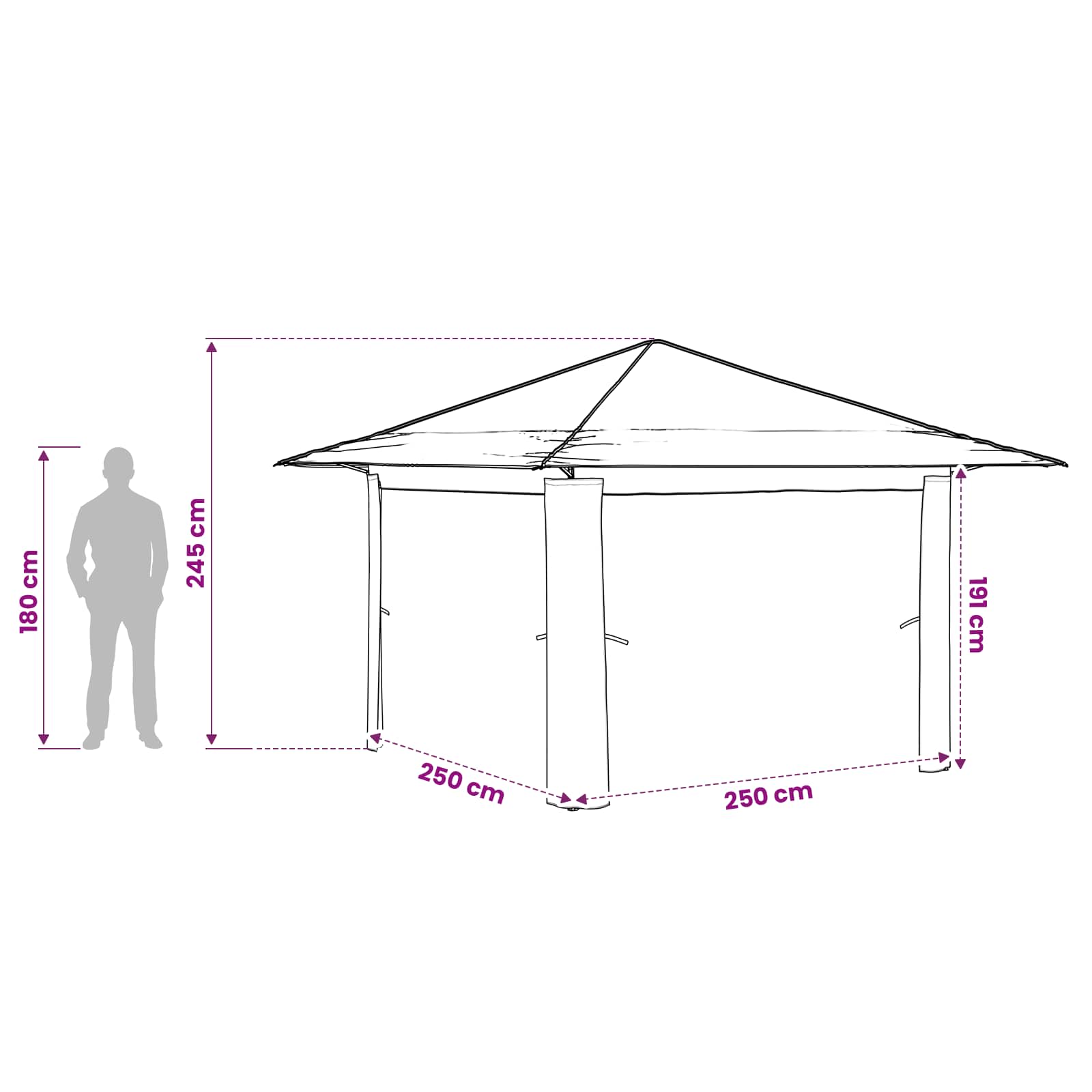 Paviljonas be šoninės sienos Kremo ir antracito Paviljonas be šoninės sienos Kremo ir antracito