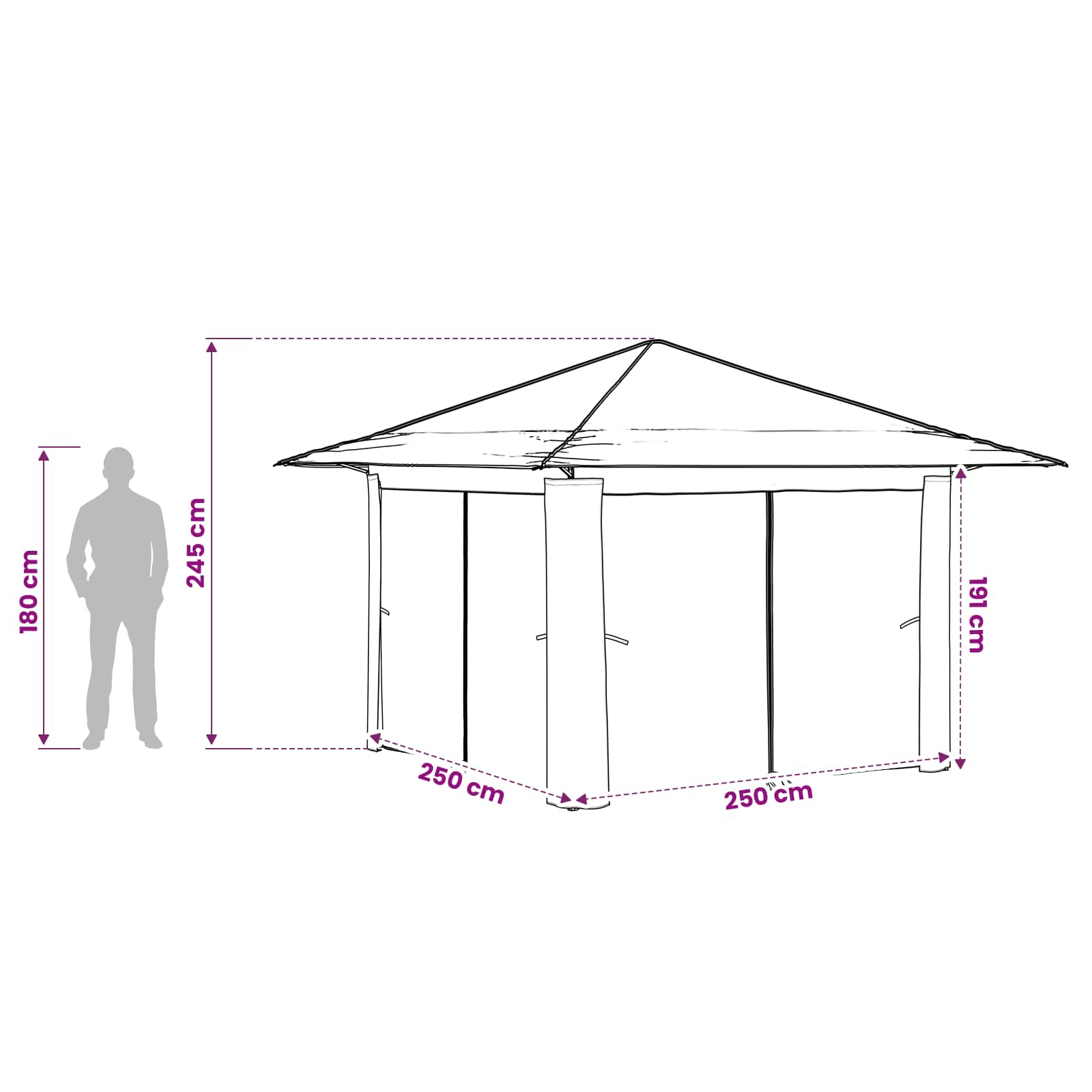 Paviljonas su 4 šoninėmis sienomis 3,3 x 3,3 m Bežinis ir Rudas Paviljonas su 4 šoninėmis sienomis 3,3 x 3,3 m Bežinis ir Rudas