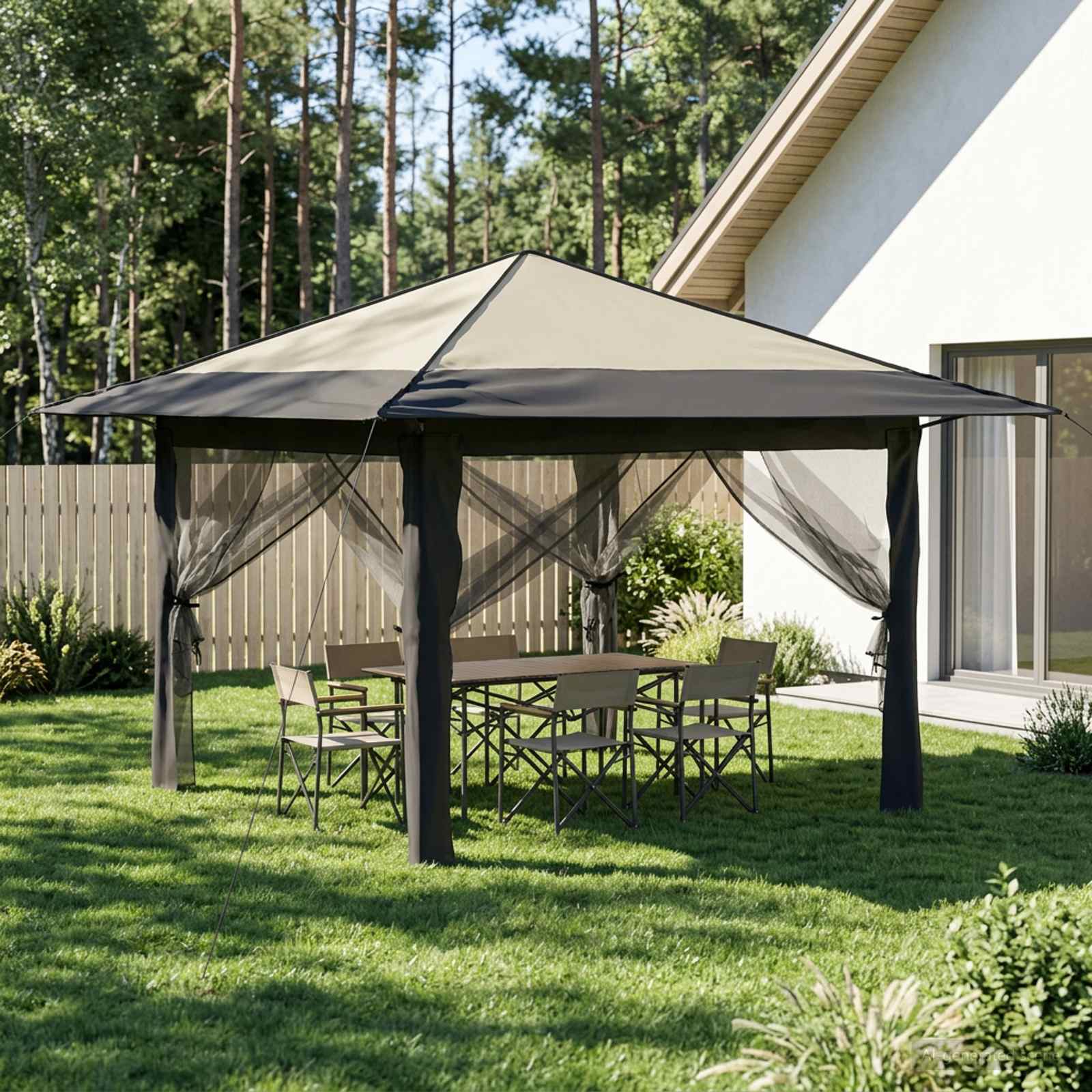 Paviljonas su 4 šoninėmis sienomis Kremo ir antracito Paviljonas su 4 šoninėmis sienomis Kremo ir antracito - Image 2