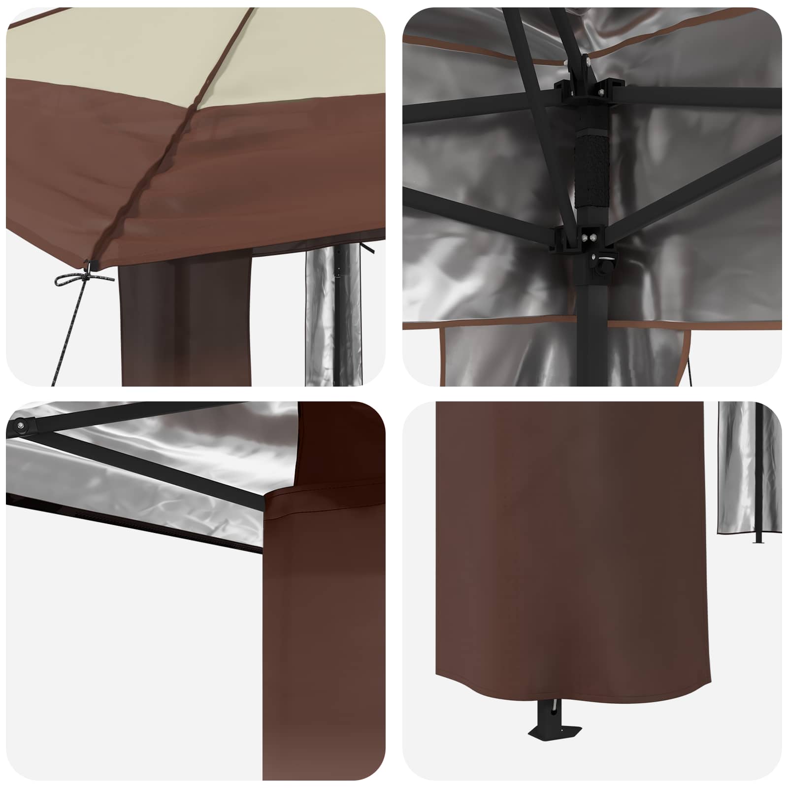 Gazebo be šoninės sienos 4 x 4 m Kremas ir rudas Gazebo be šoninės sienos 4 x 4 m Kremas ir rudas - Image 7