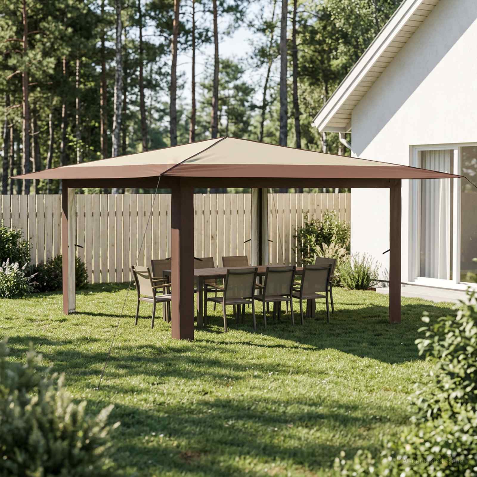 Gazebo be šoninės sienos 4 x 4 m Kremas ir rudas Gazebo be šoninės sienos 4 x 4 m Kremas ir rudas - Image 2