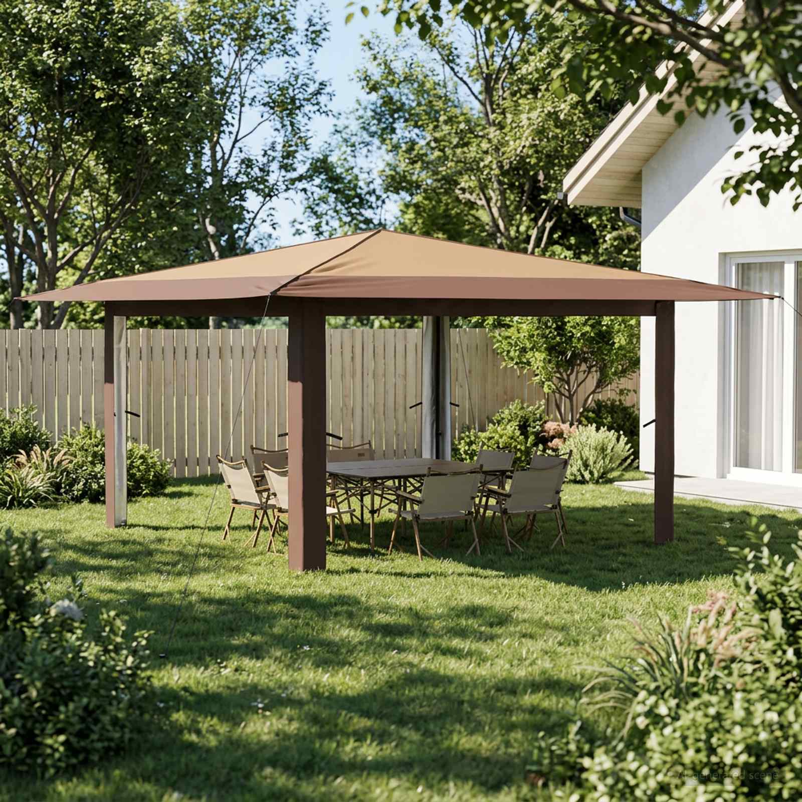 Gazebo be šoninės sienos 4 x 4 m Bežinis ir Rudas Gazebo be šoninės sienos 4 x 4 m Bežinis ir Rudas - Image 2