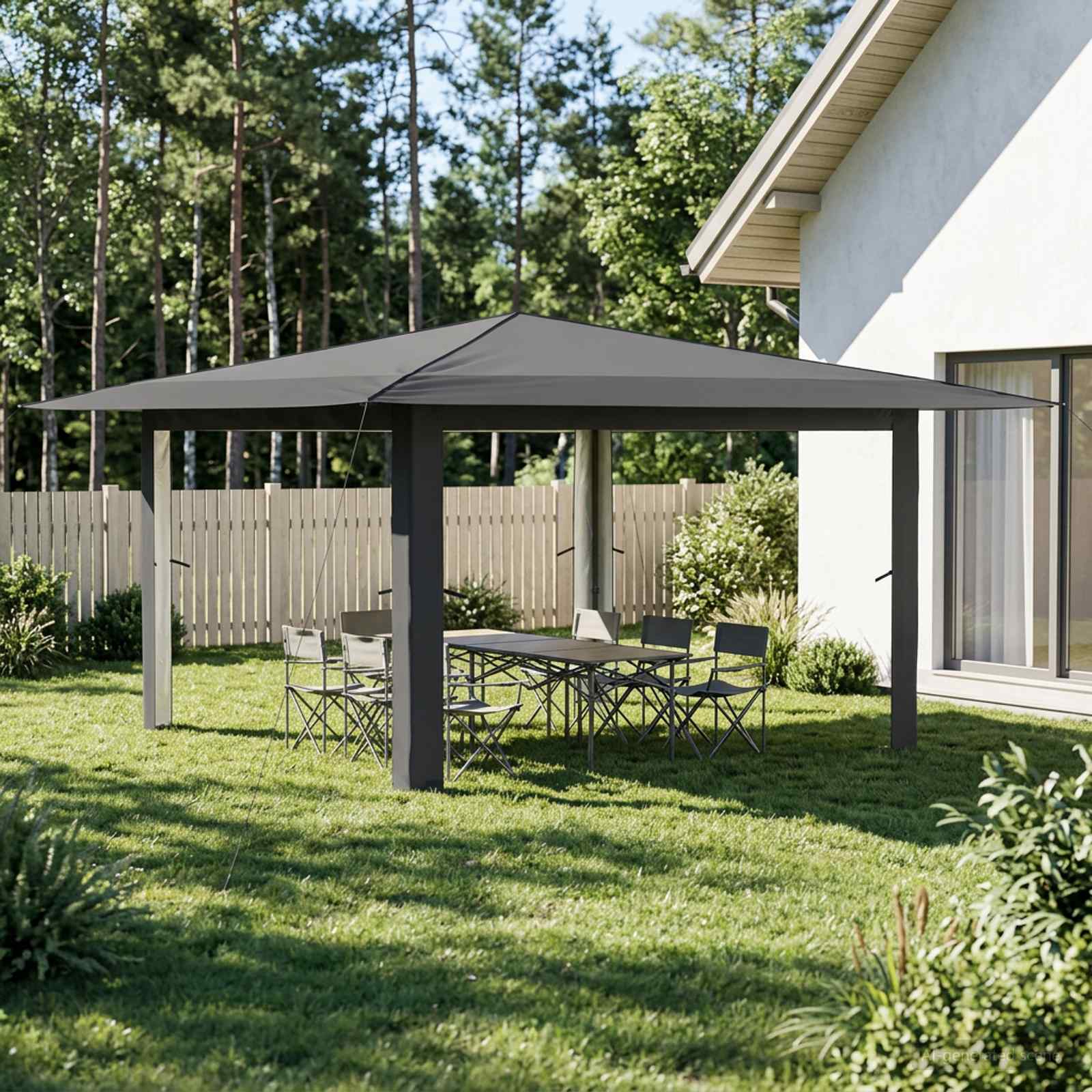 Gazebo be šoninės sienos 4 x 4 m Šviesiai pilka ir antracito Gazebo be šoninės sienos 4 x 4 m Šviesiai pilka ir antracito - Image 2