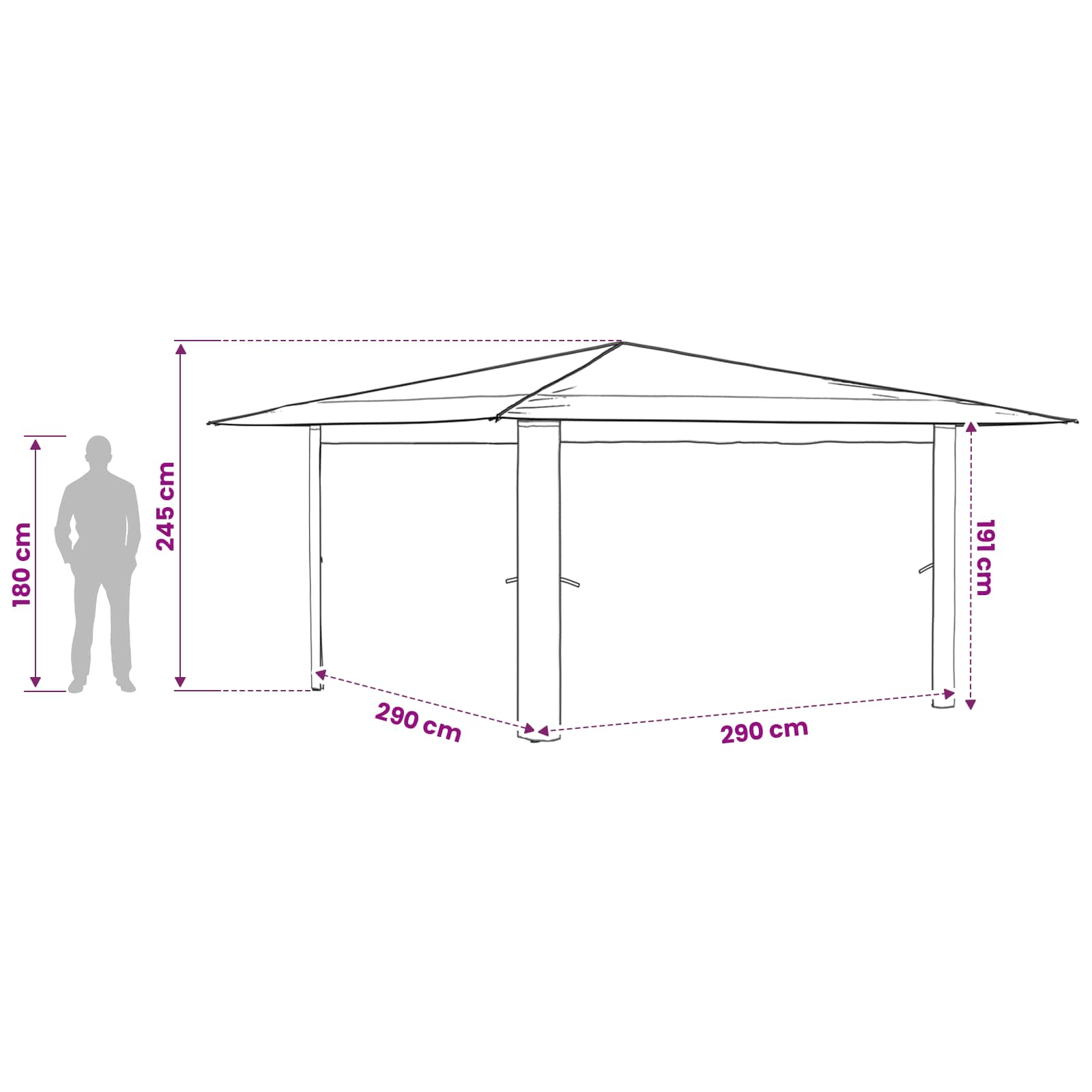 Gazebo be šoninės sienos 4 x 4 m Šviesiai pilka ir antracito Gazebo be šoninės sienos 4 x 4 m Šviesiai pilka ir antracito