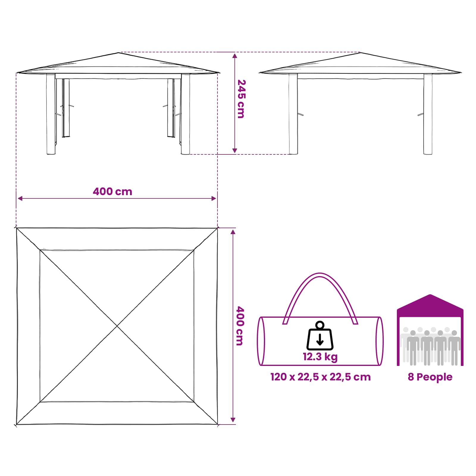 Gazebo be šoninės sienos 4 x 4 m Šviesiai pilka ir antracito Gazebo be šoninės sienos 4 x 4 m Šviesiai pilka ir antracito - Image 13