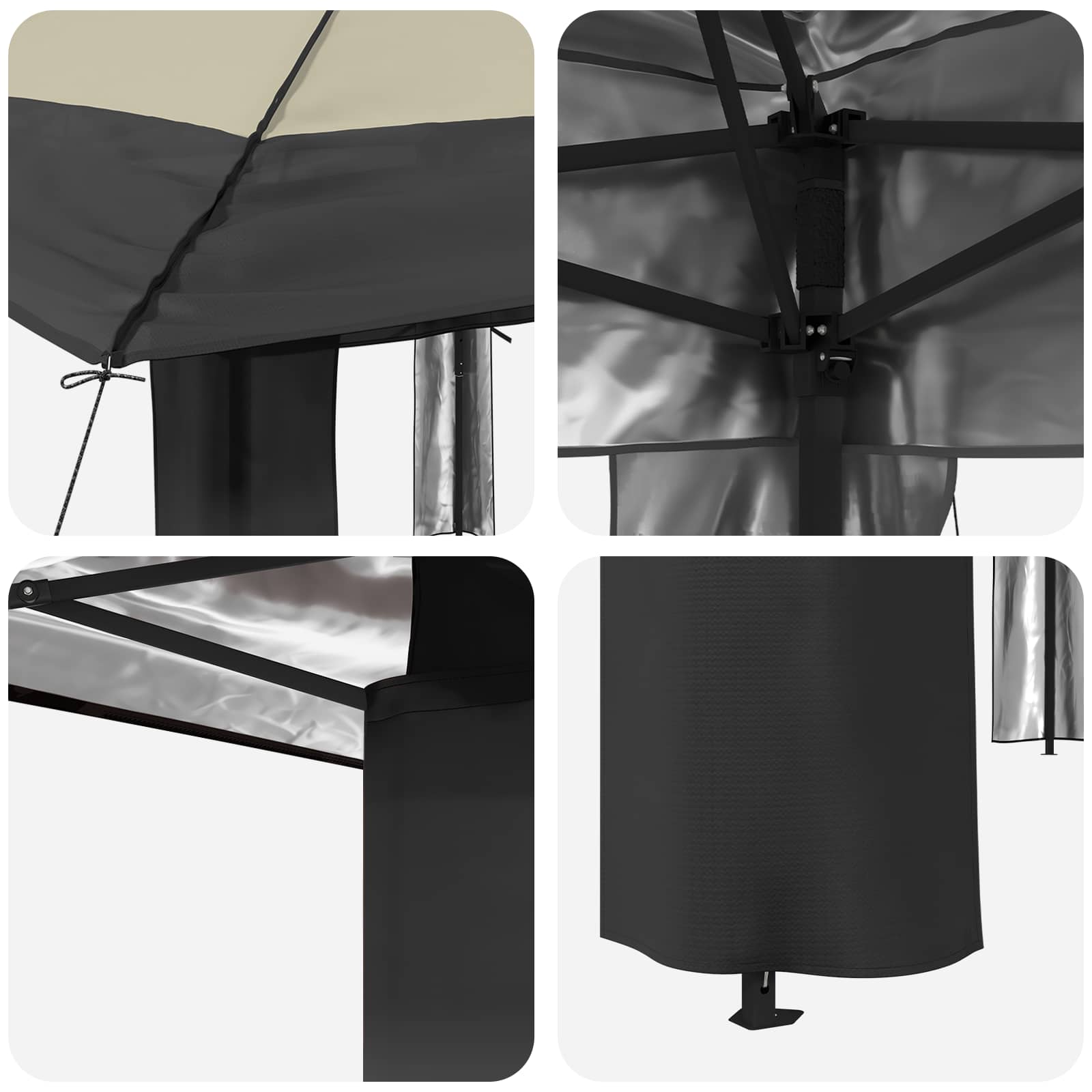 Gazebo be šoninės sienos 4 x 4 m Kremo ir antracito Gazebo be šoninės sienos 4 x 4 m Kremo ir antracito - Image 7