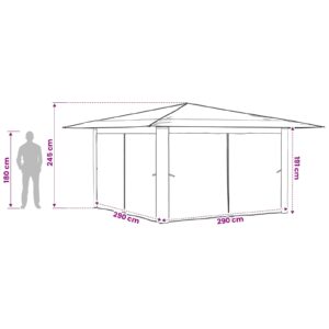 Gazebo su 4 šoninėmis sienomis 4 x 4 m Kremas ir rudas
