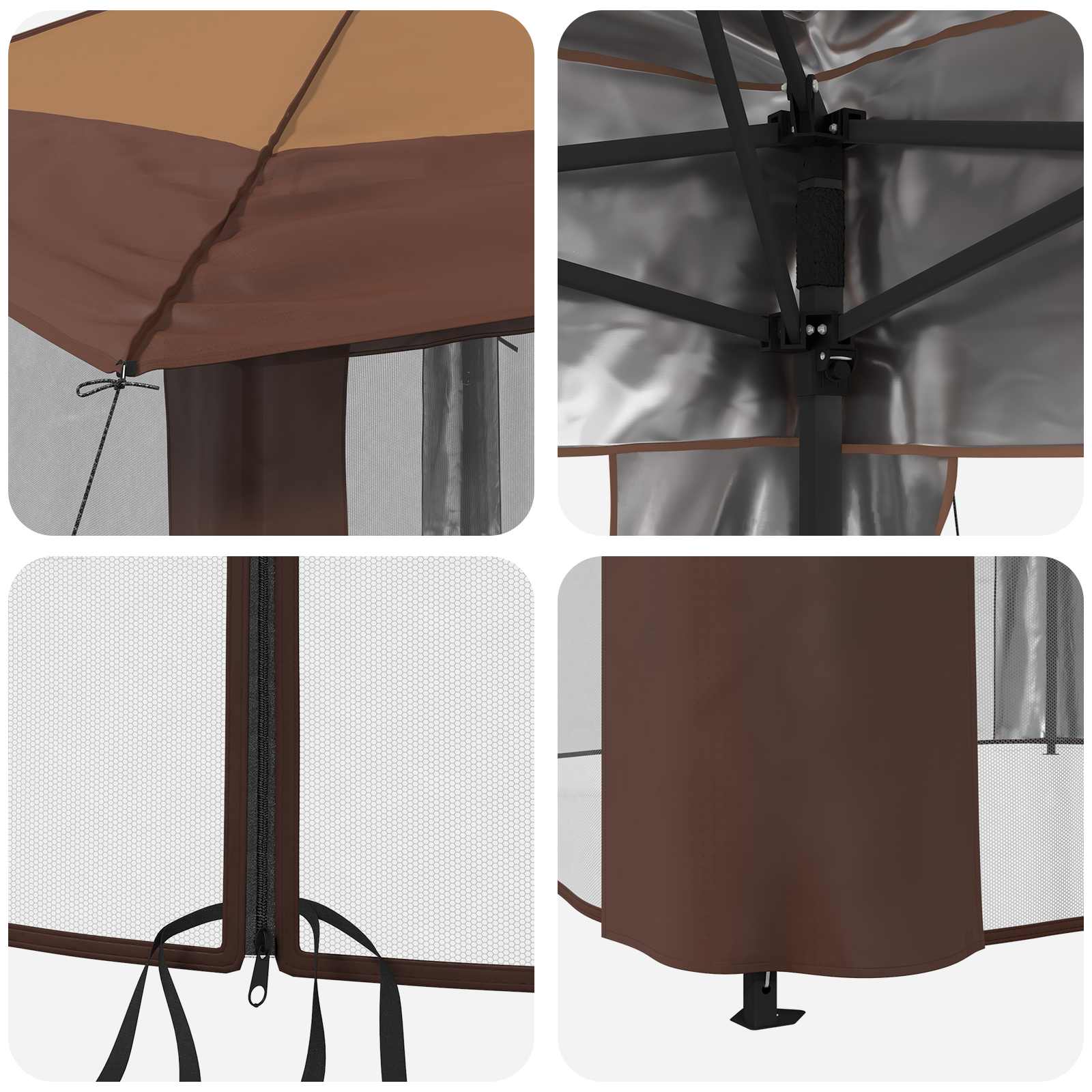 Gazebo su 4 šoninėmis sienomis 4 x 4 m Bežinis ir Rudas Gazebo su 4 šoninėmis sienomis 4 x 4 m Bežinis ir Rudas - Image 8