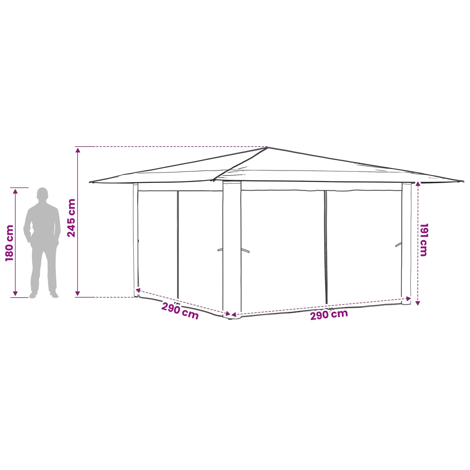 Gazebo su 4 šoninėmis sienomis 4 x 4 m Bežinis ir Rudas Gazebo su 4 šoninėmis sienomis 4 x 4 m Bežinis ir Rudas
