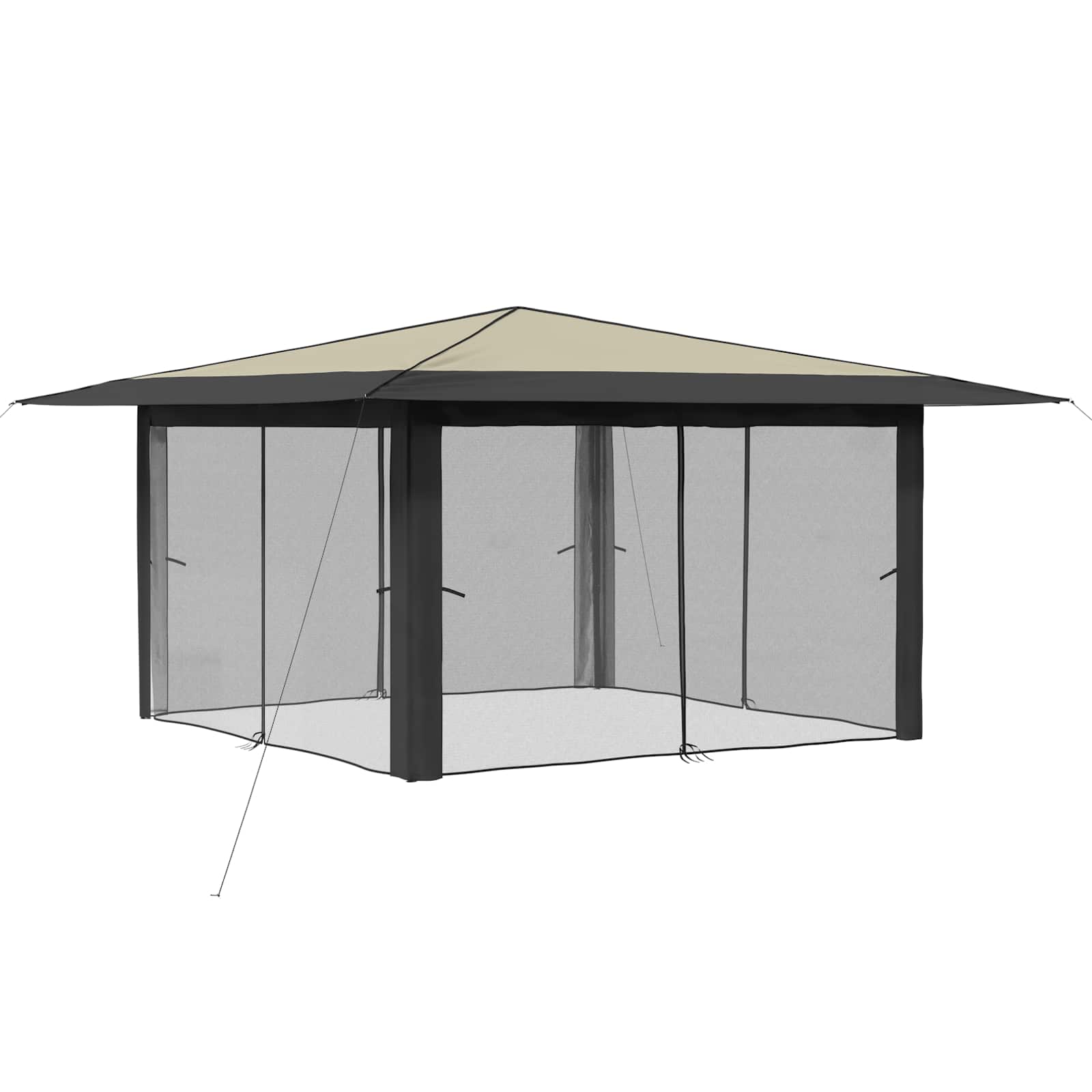 Gazebo su 4 šoninėmis sienomis 4 x 4 m Kremo ir antracito Gazebo su 4 šoninėmis sienomis 4 x 4 m Kremo ir antracito - Image 4