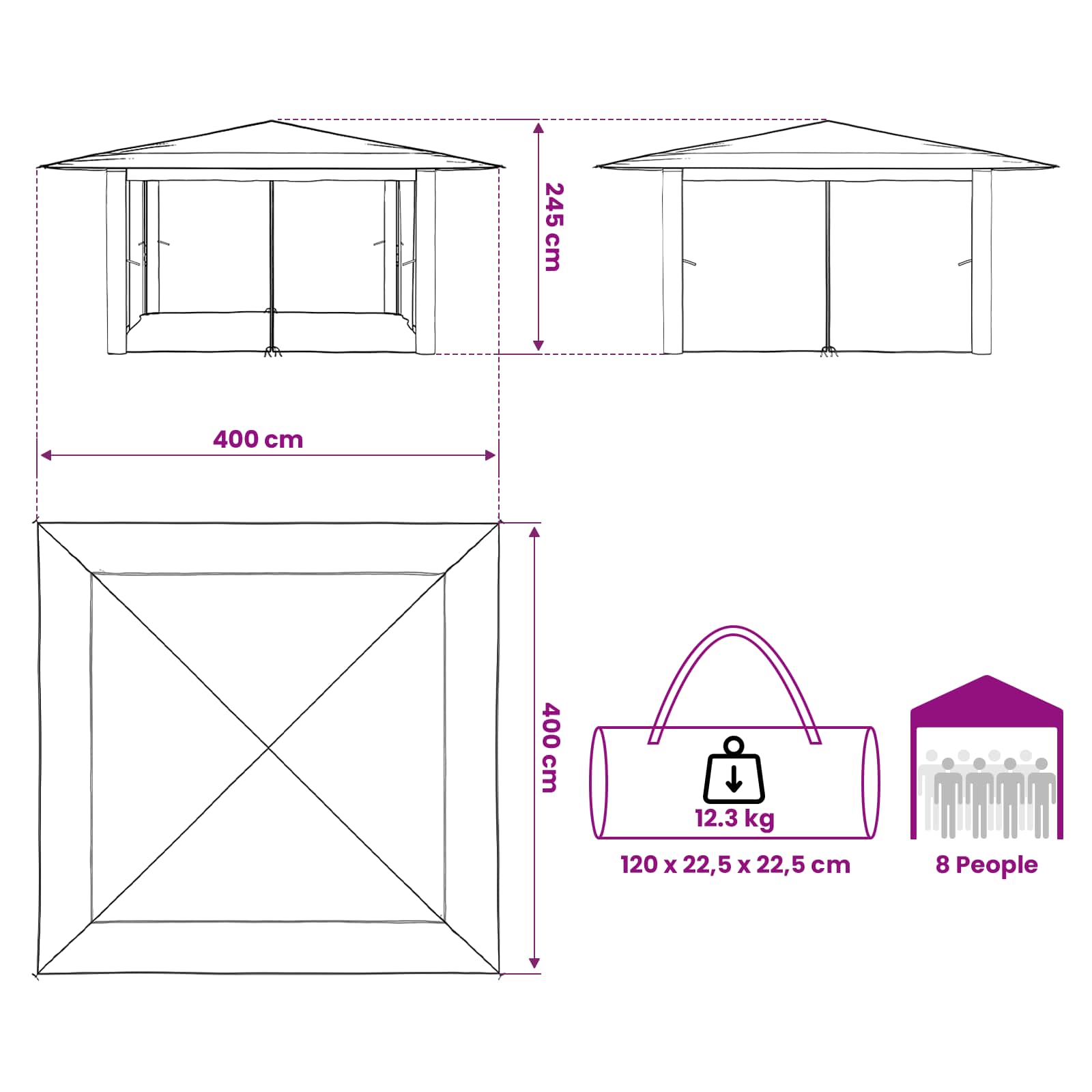Gazebo su 4 šoninėmis sienomis 4 x 4 m Kremo ir antracito Gazebo su 4 šoninėmis sienomis 4 x 4 m Kremo ir antracito - Image 14
