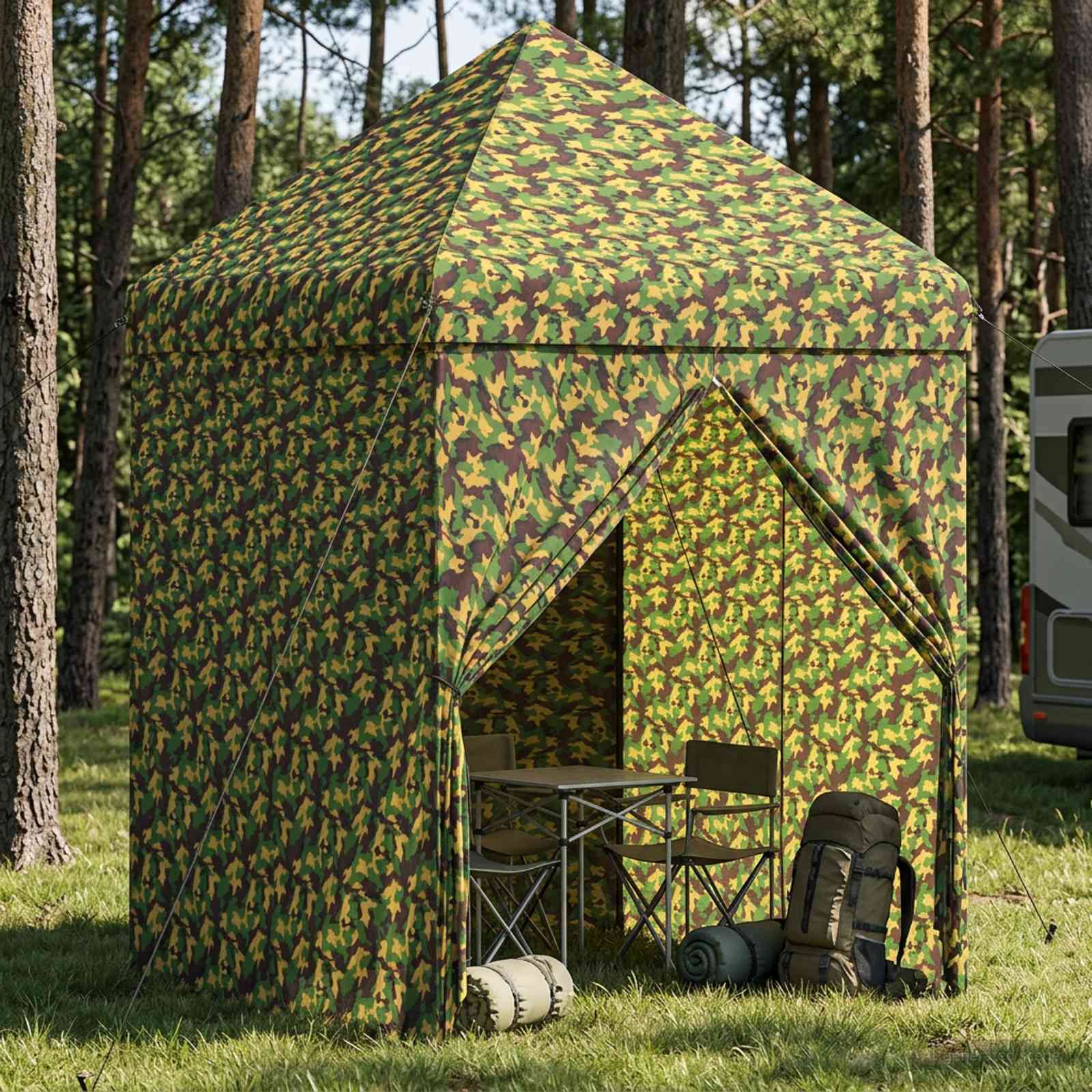 Kanopė su 4 šoninėmis sienelėmis 2 x 2 m Armijos kamufliažas Kanopė su 4 šoninėmis sienelėmis 2 x 2 m Armijos kamufliažas - Image 2