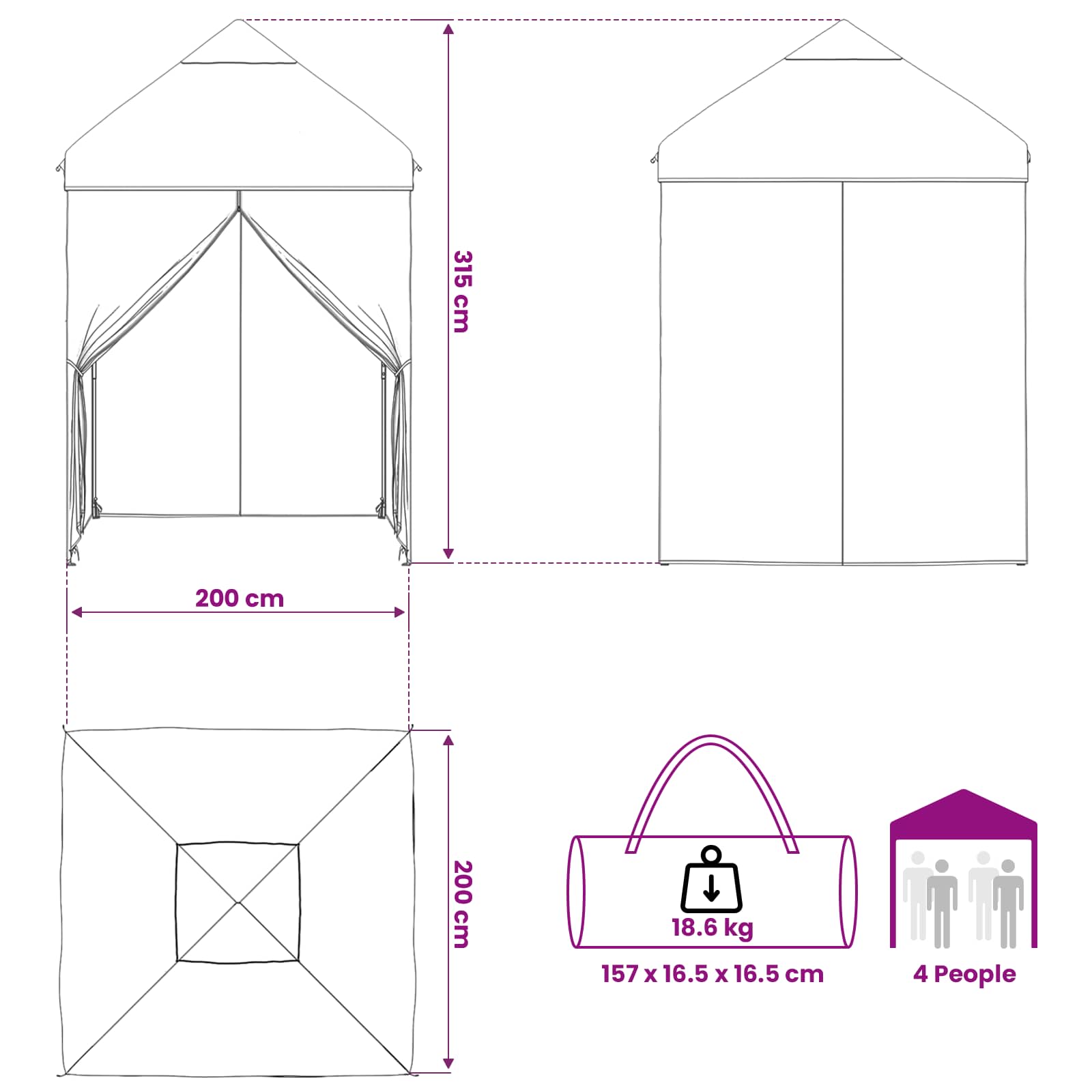 Kanopė su 4 šoninėmis sienelėmis 2 x 2 m Armijos kamufliažas Kanopė su 4 šoninėmis sienelėmis 2 x 2 m Armijos kamufliažas - Image 15