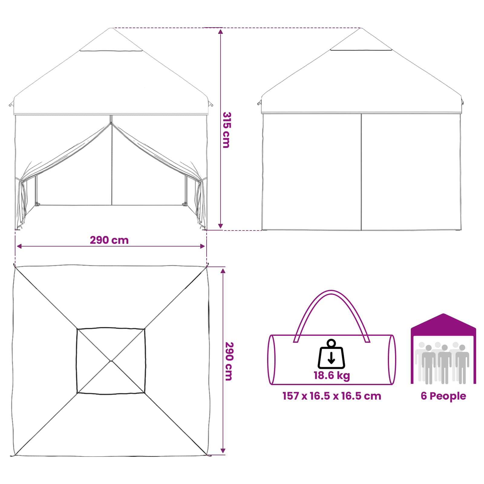 Kanopė su 4 šoninėmis sienelėmis 2,9 x 2,9 m Kanopė su 4 šoninėmis sienelėmis 2,9 x 2,9 m - Image 15