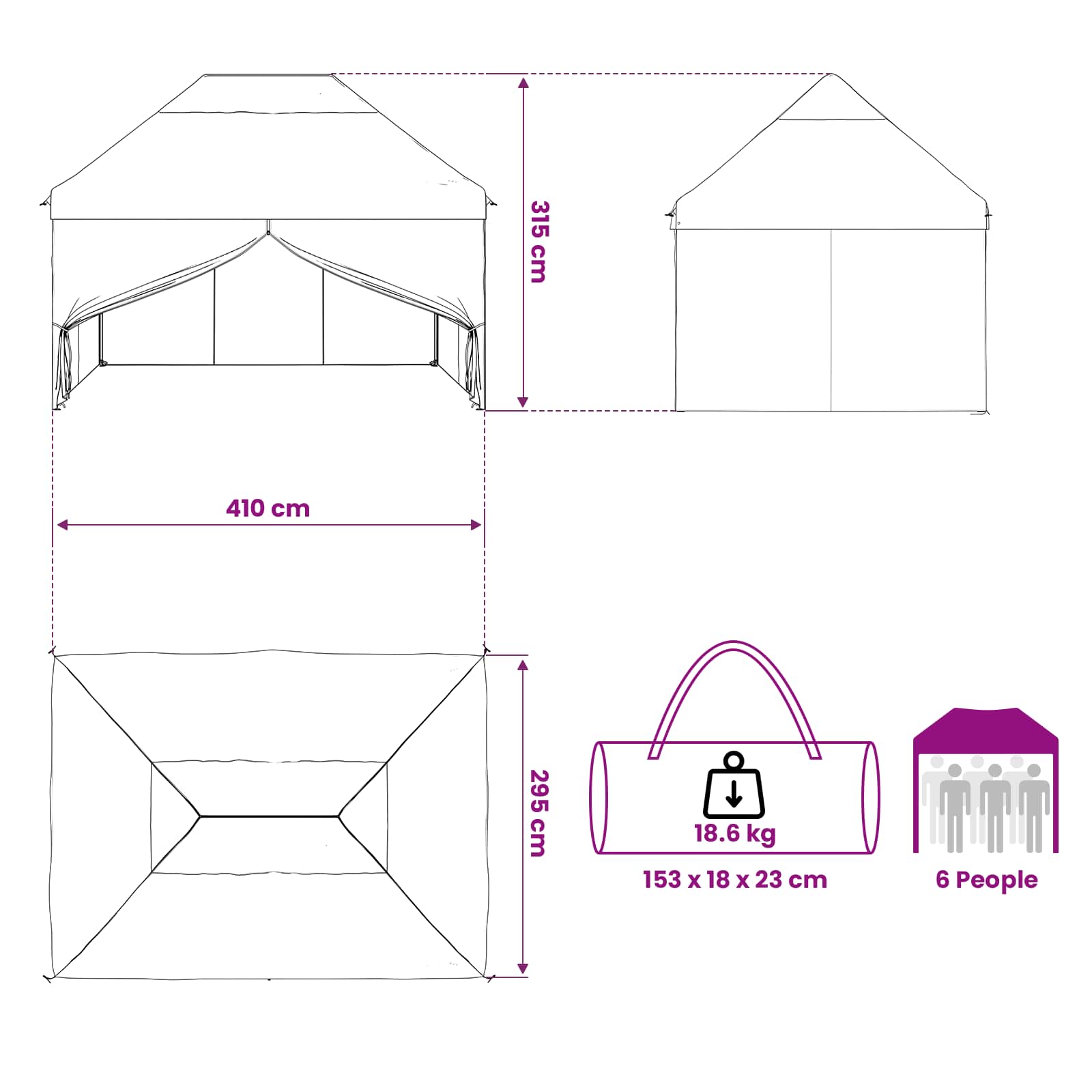 Pop-up Gazebo su 4 Šoninėmis Sienelėmis 2,95 x 4,1 m Pop-up Gazebo su 4 Šoninėmis Sienelėmis 2,95 x 4,1 m - Image 15