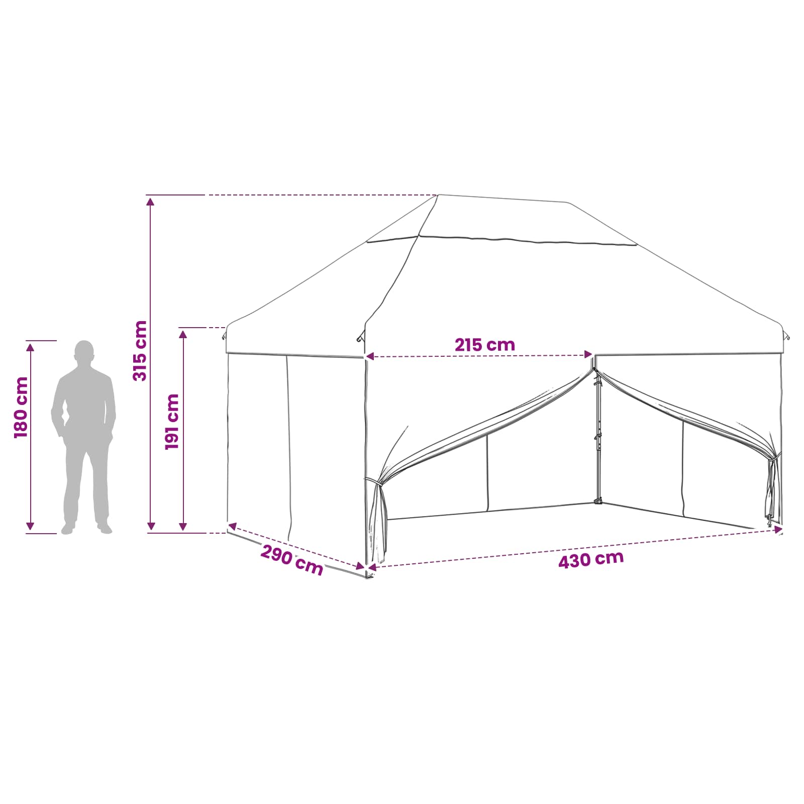 Pop-up Gazebo su 4 Šoninėmis Sienelėmis 3 x 4,5 m Pop-up Gazebo su 4 Šoninėmis Sienelėmis 3 x 4,5 m