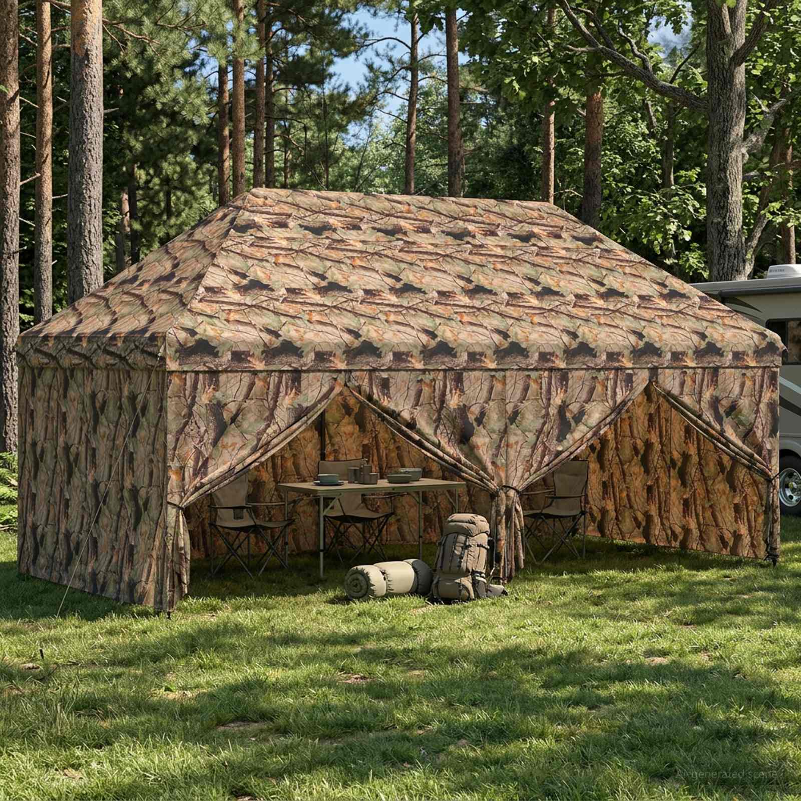 Pop-up Gazebo su 4 Šoninėmis Sienelėmis 3 x 6 m Miško maskuotė Pop-up Gazebo su 4 Šoninėmis Sienelėmis 3 x 6 m Miško maskuotė - Image 2