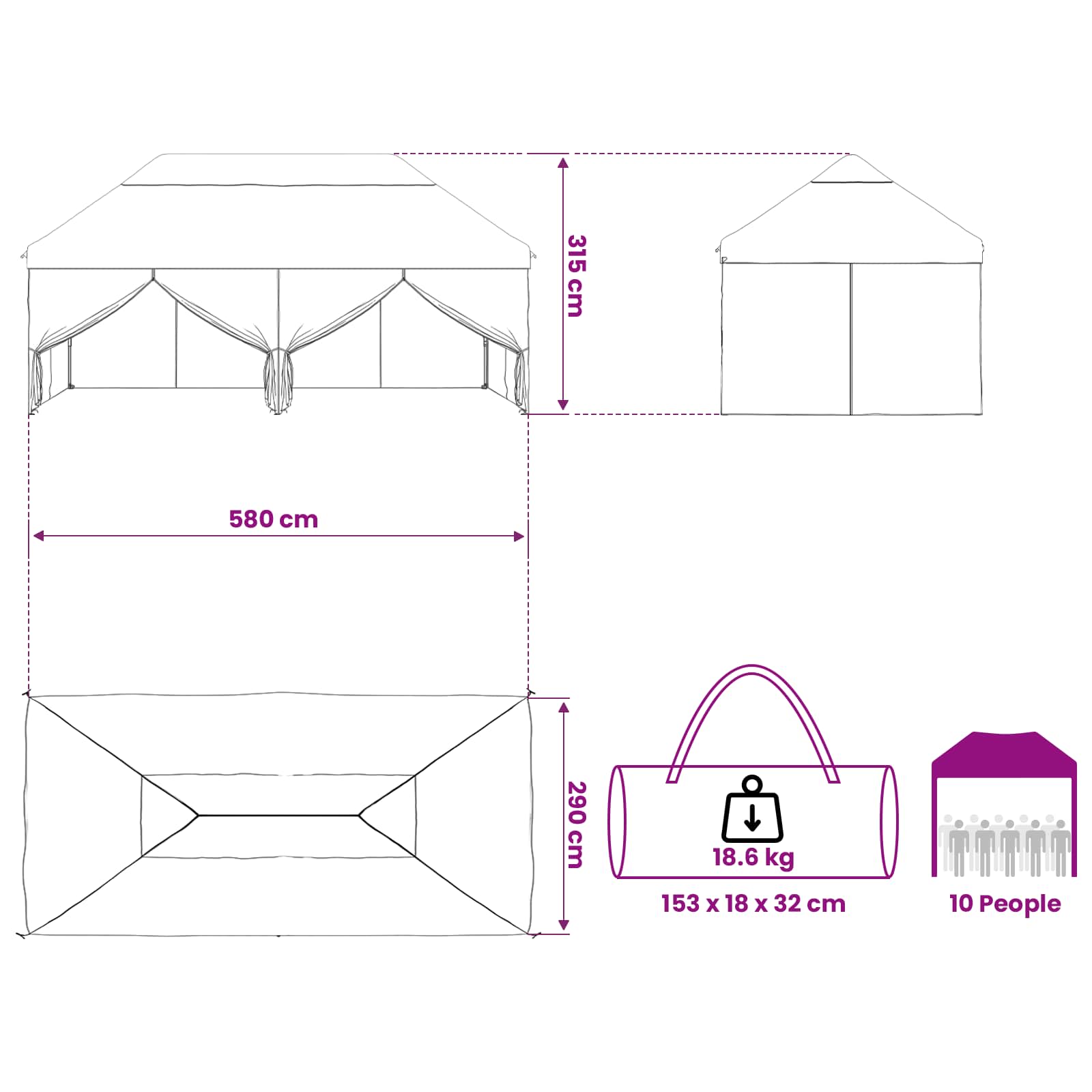 Pop-up Gazebo su 4 Šoninėmis Sienelėmis 3 x 6 m Miško maskuotė Pop-up Gazebo su 4 Šoninėmis Sienelėmis 3 x 6 m Miško maskuotė - Image 15