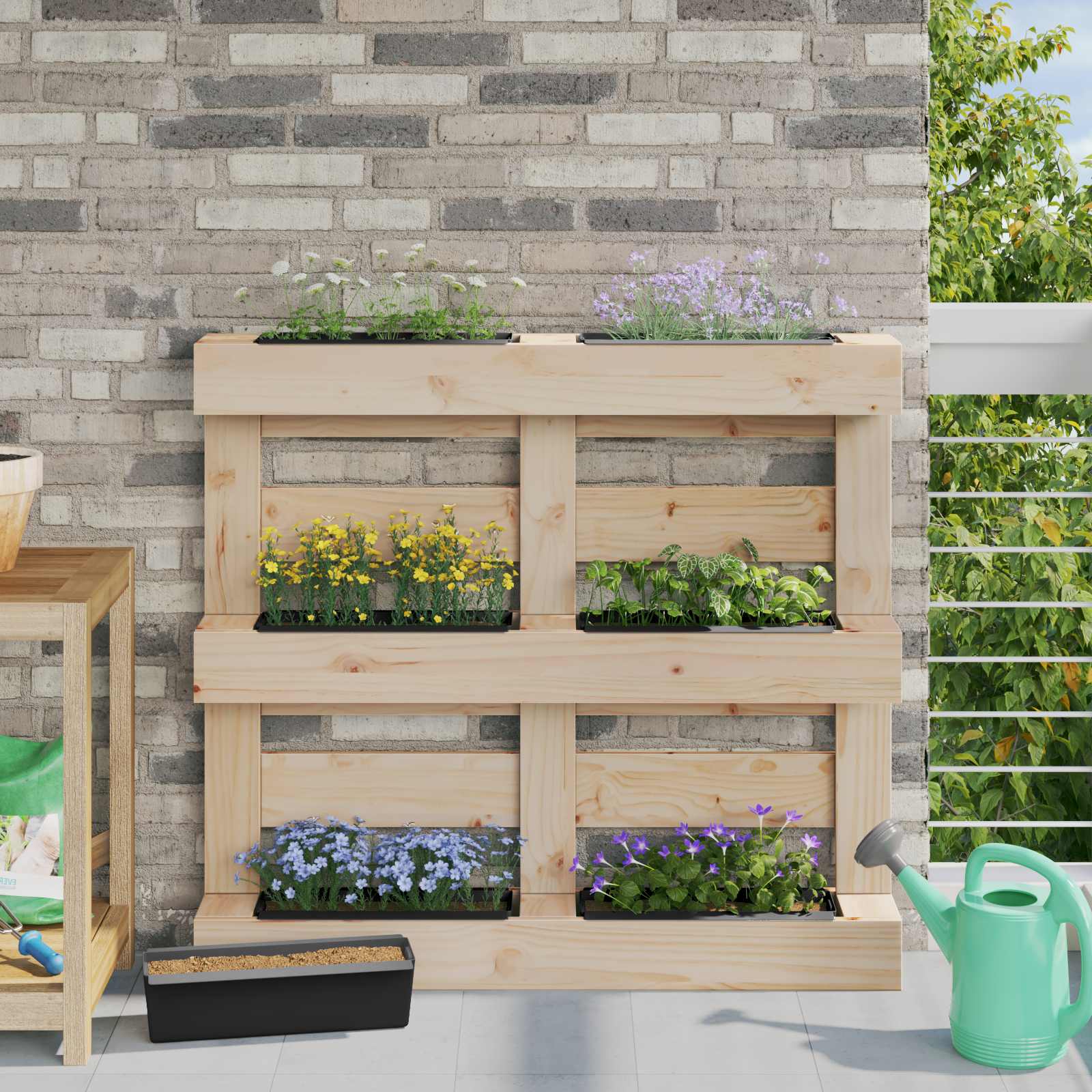 Gėlių dėžės Euro paletėms 12 vnt. Juoda 36 x 13,5 x 9,5 cm Gėlių dėžės Euro paletėms 12 vnt. Juoda 36 x 13,5 x 9,5 cm - Image 2