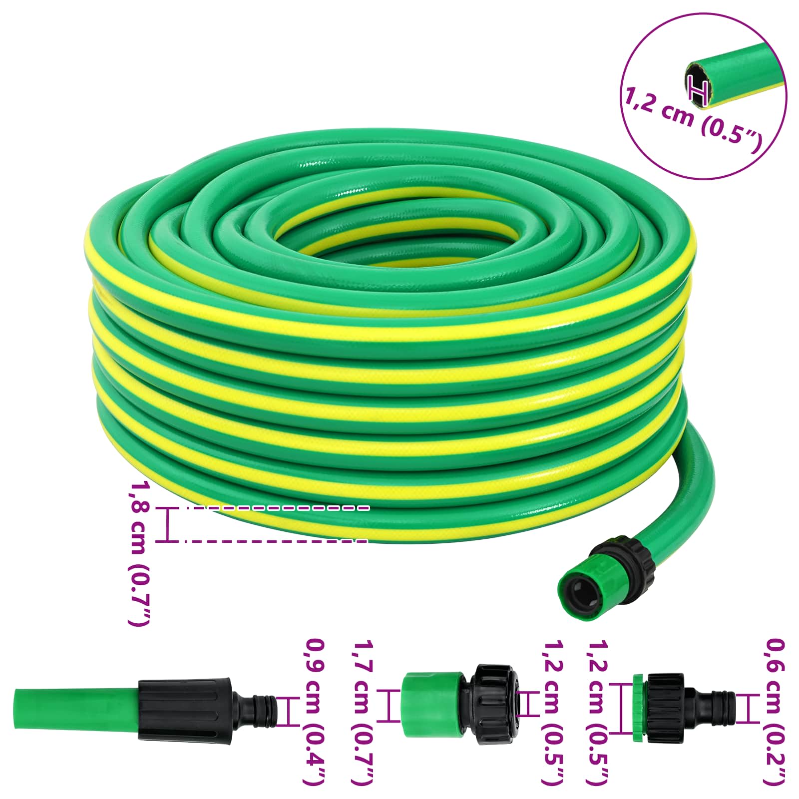 Sodo žarna 5 sluoksnių Žalia ir geltona 12 mm PVC Sodo žarna 5 sluoksnių Žalia ir geltona 12 mm PVC - Image 12