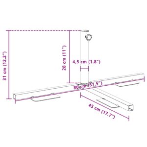 Pusės parasolio bazės rėmas Juoda Plienas for 32-38 mm Pole