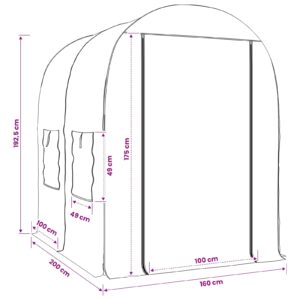 Šiltnamis su rėmu 160 x 200 x 192,5 cm PVC Skaidrus