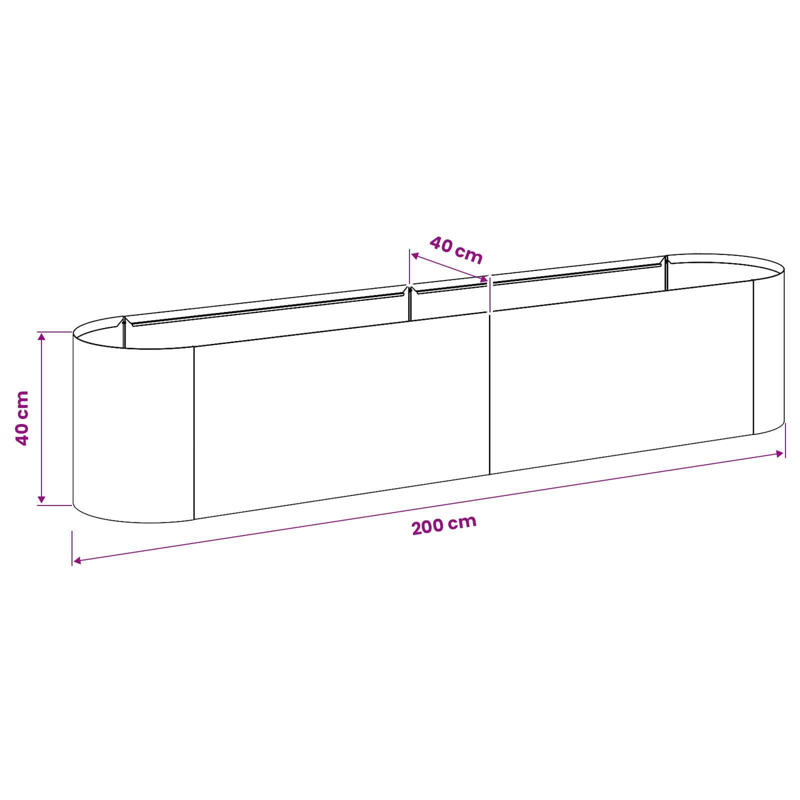 Pakelta sodo lova Balta 200 x 40 x 40 cm Pakelta sodo lova Balta 200 x 40 x 40 cm