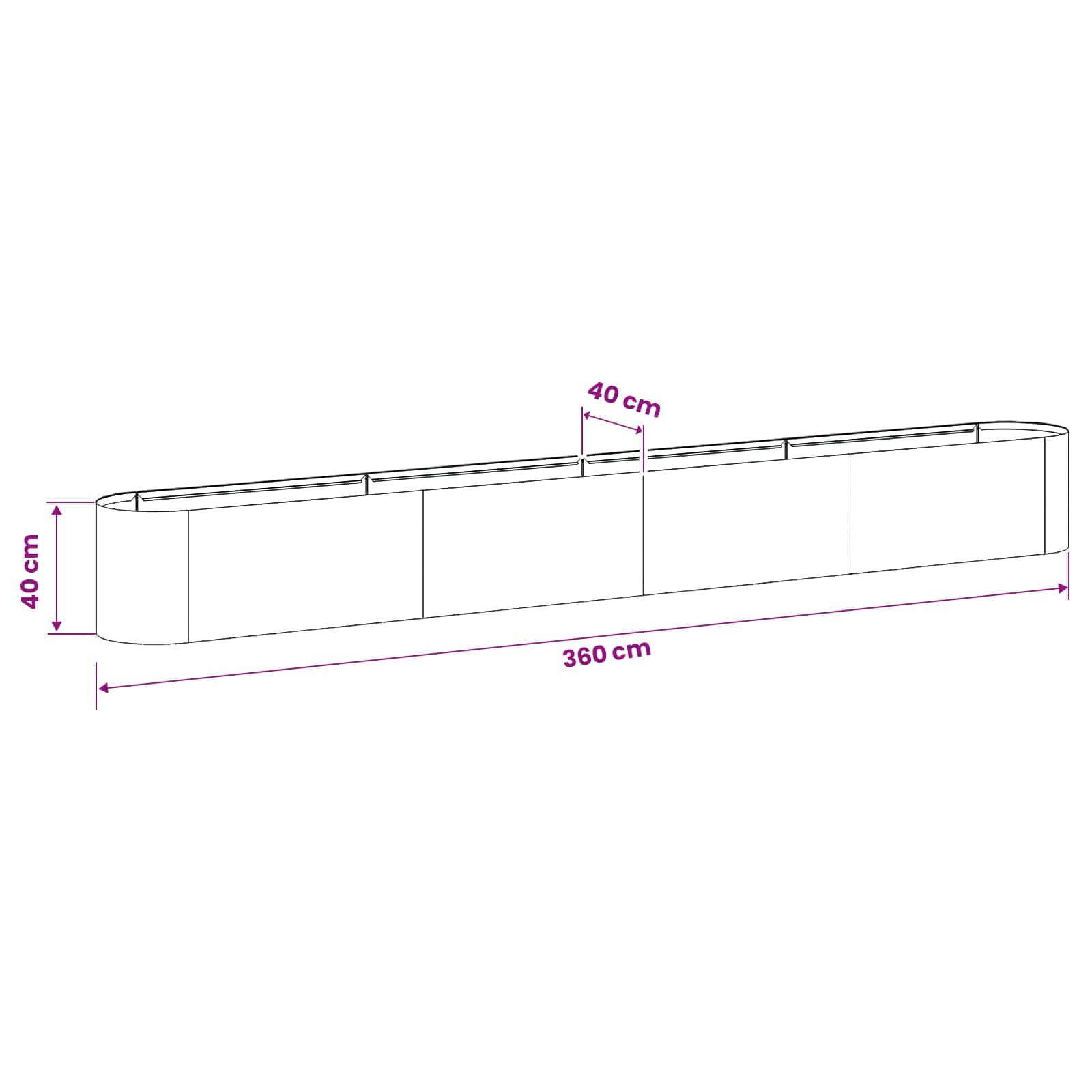 Pakelta sodo lova Juoda 360 x 40 x 40 cm Pakelta sodo lova Juoda 360 x 40 x 40 cm