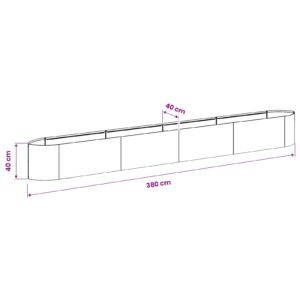 Pakelta sodo lova Juoda 380 x 40 x 40 cm Plienas