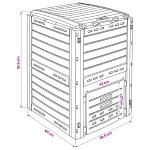 Sodo kompostinė Juoda 59,5 x 60 x 81,5 cm 280 l 100% PP