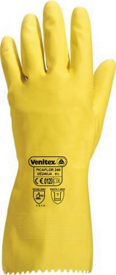 Pirštinės, natūralus lateksas, geltonos 9/10, Delta Plus Pirštinės, natūralus lateksas, geltonos 9/10, Delta Plus