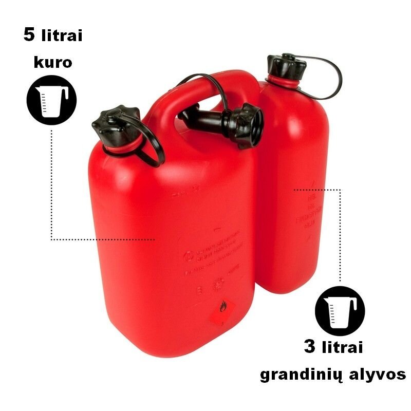 Kombinuotas bakelis kurui ir alyvai Oregon 5+3 l Raudonas Kombinuotas bakelis kurui ir alyvai Oregon 5+3 l Raudonas